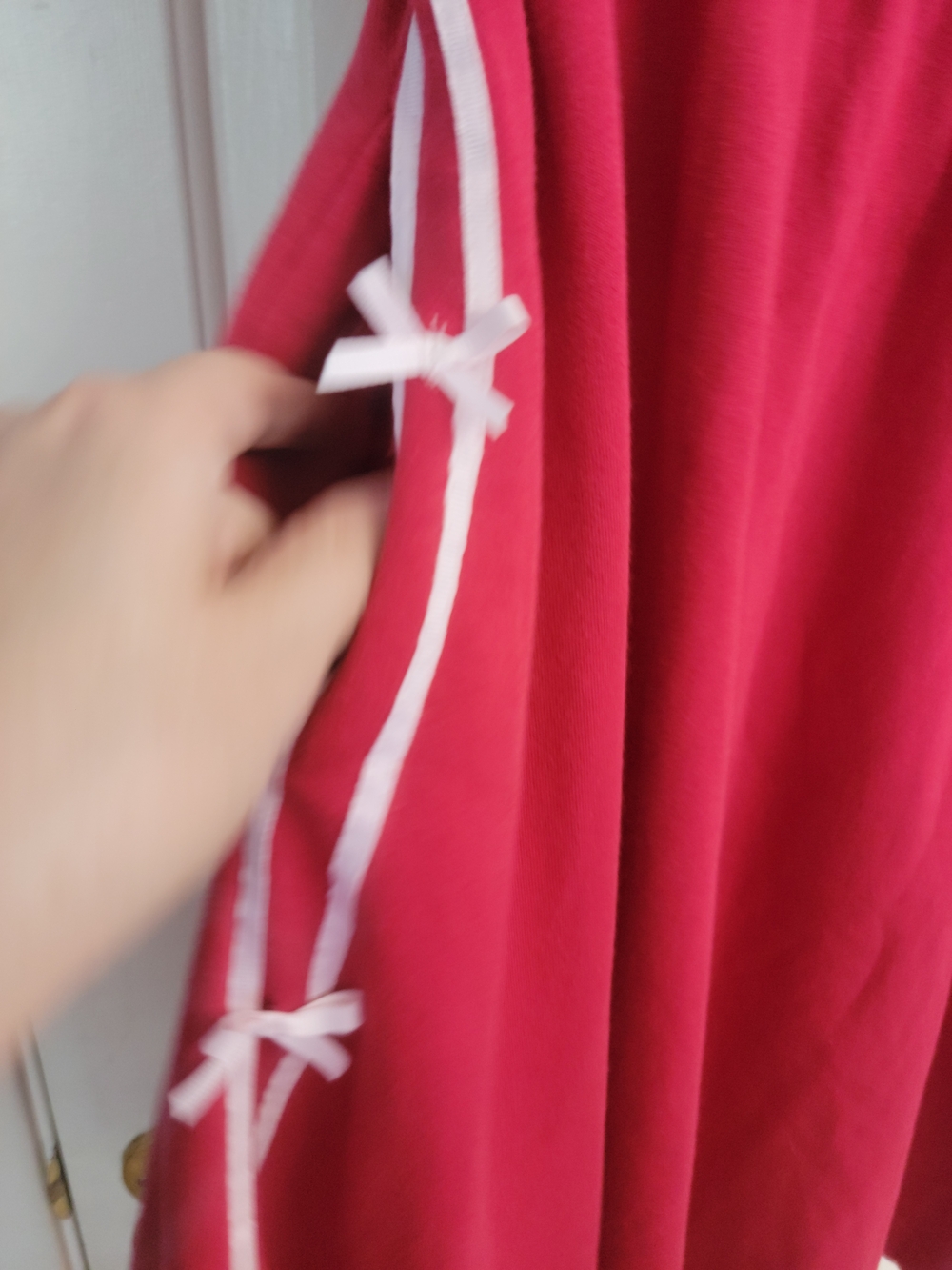 Women's Red A-Line Skirt with Side Braid Detail - Picture 11 of 16